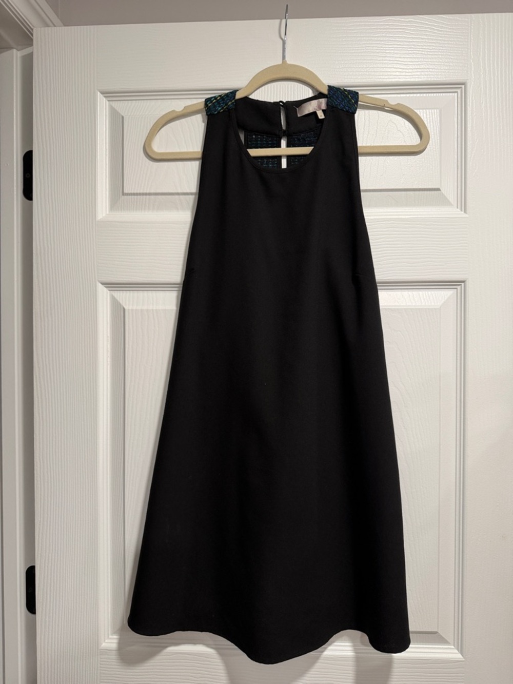 miami Black Mini Dress with Beaded Accent Shoulders